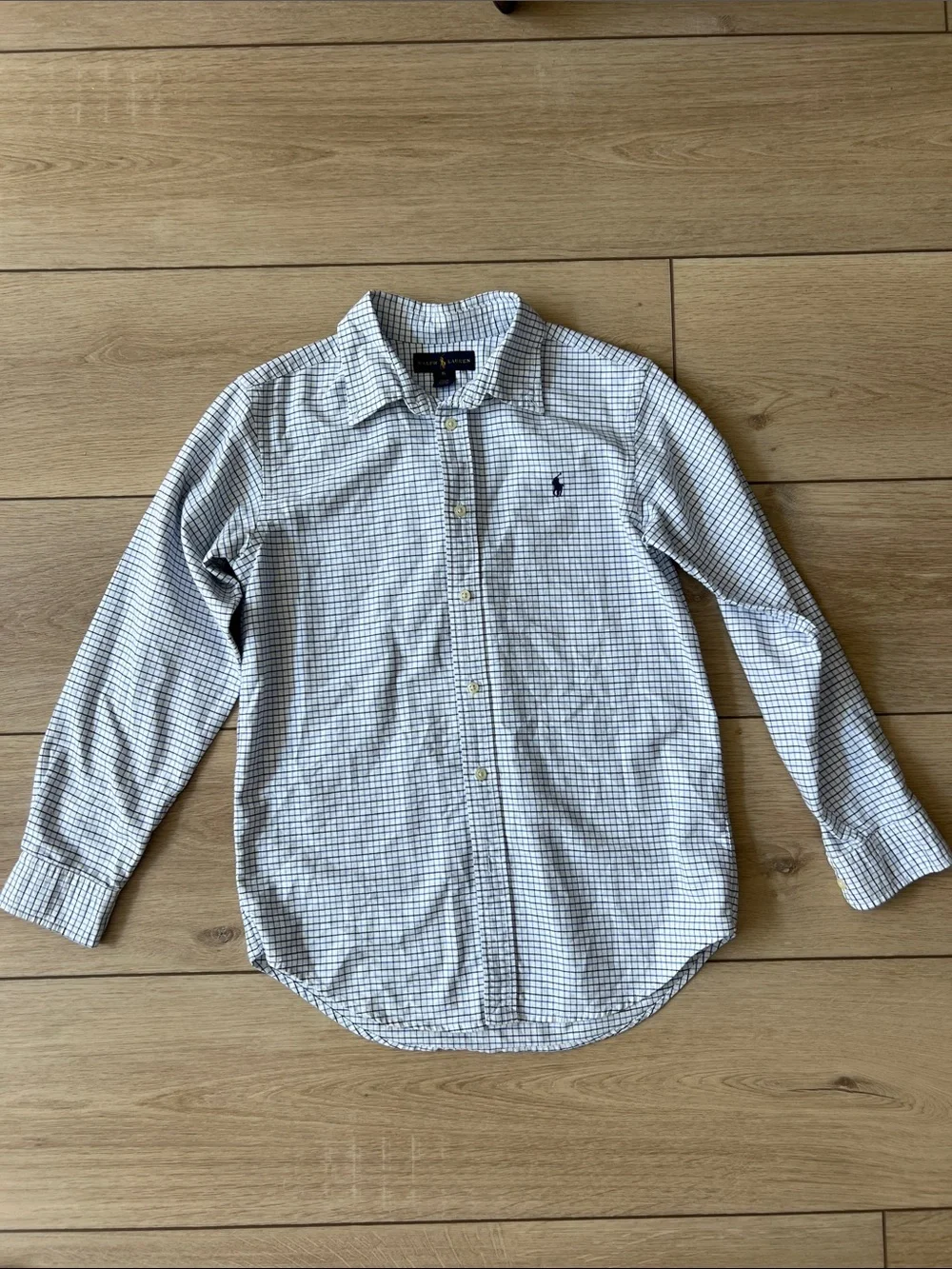 Ralph Lauren White and Blue Check Button-Down Shirt
